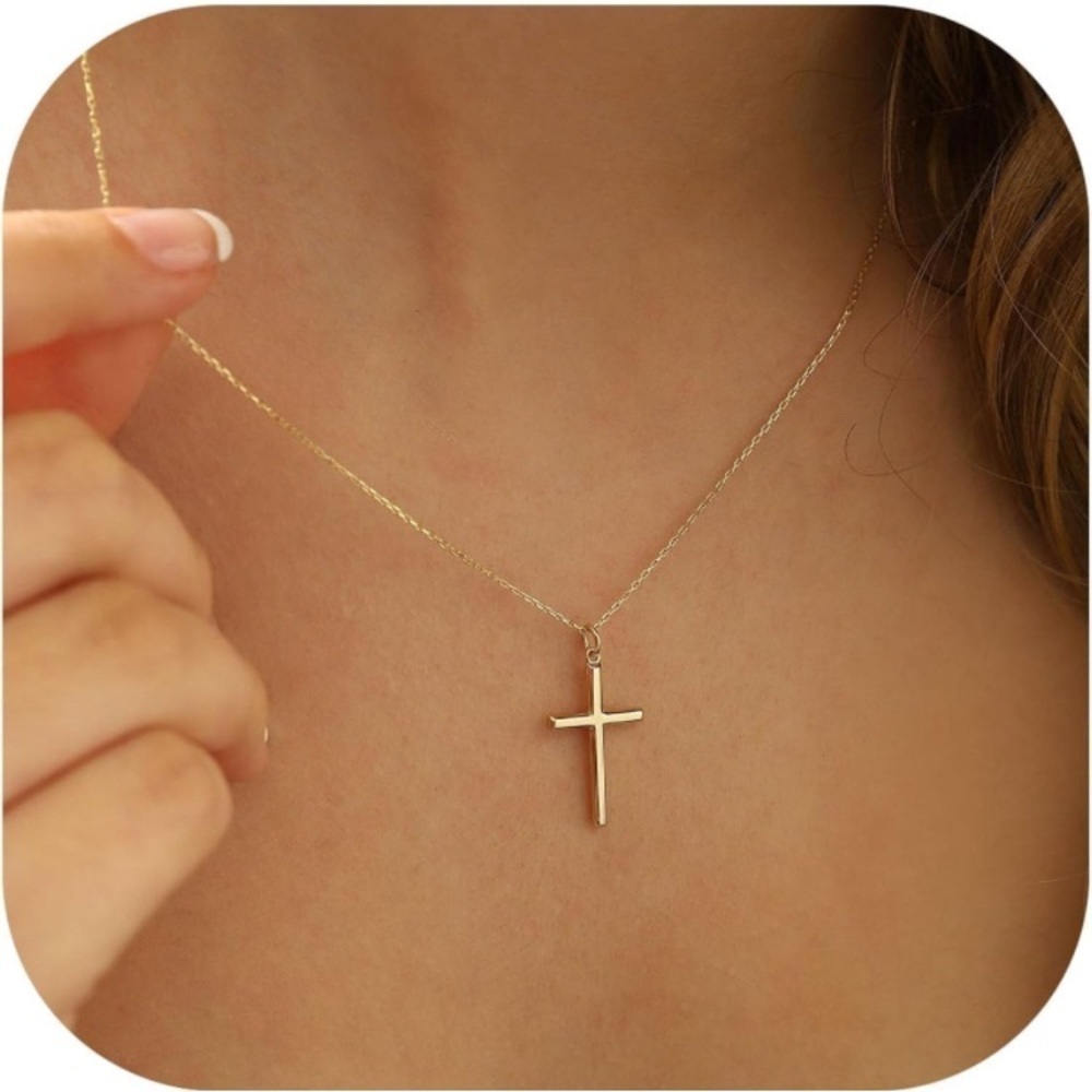 Women’s Cross Necklace for Women 14K Gold Plated  Jewelry Gold Cross Necklace
